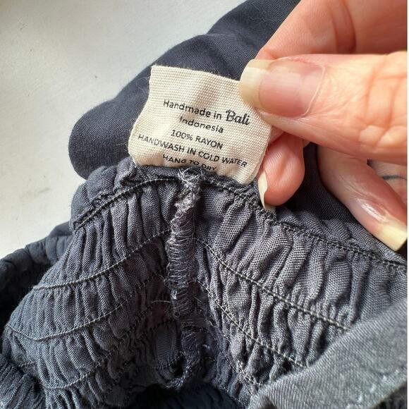 NWT Paradise Island Navy Blue Ruched Drawstring Wide Leg Casual Pants OS - Picture 12 of 16